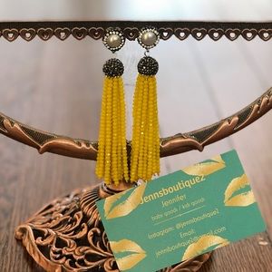 Yellow tassel beaded earrings